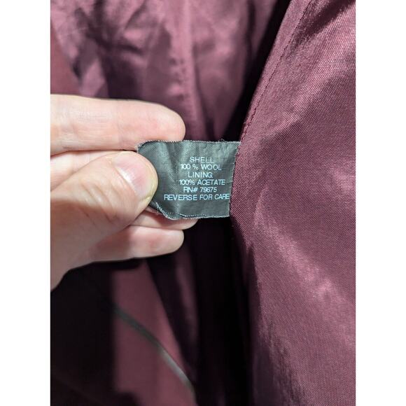 Michael Kors Womens 100% Wool Bergundy Pea Coat Size 12 Old Money Flaw - Picture 6 of 8